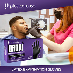 200 Black Latex Gloves – Large 5.5 mil Exam Disposable Powder Free Medical