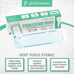 2.75″ x 10″ Self-Sealing Sterilization Pouches for Autoclave (Choose Quantity)