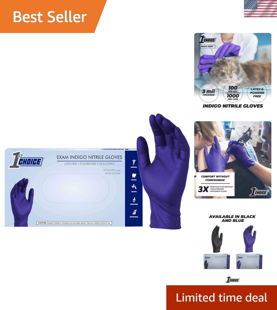 Nitrile Gloves Medium, 3 Mil Indigo Nitrile Gloves Disposable Latex Free, Box…