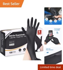 High-Quality Black Nitrile Gloves, XL 100-ct, 4-mil, Puncture-Proof & Waterproof
