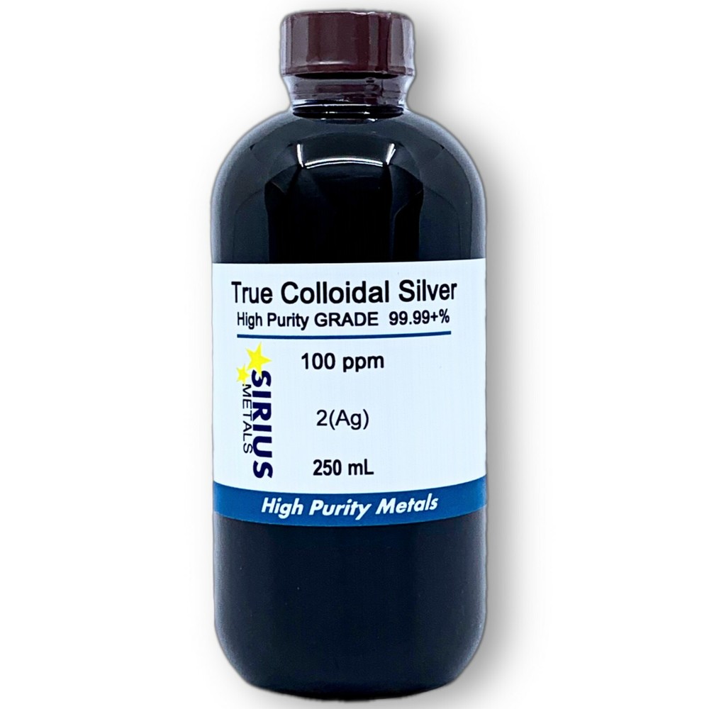 True Colloidal Silver – 100 ppm – 250 mL (8.45 Fl Oz) in Clear Plastic Bottle