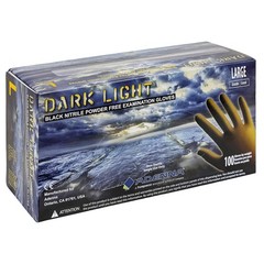 Dark Light 9 mil Nitrile Powder Free Exam Gloves Black, Large – Box of 100