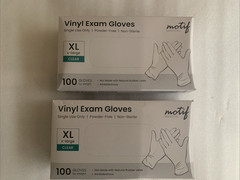 Basic Vinyl XL Exam Gloves Single Use Powder Free 100 Count Clear