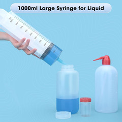 1000Ml Syringe for Liquid, Large Plastic Syringe with Tip Adapter, Individual…