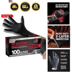 Industrial Nitrile Gloves, Chemical Resistant Disposable Black Gloves, Latex-…