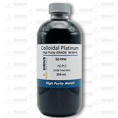 True Colloidal Platinum NanoParticles (PtNPs): 50 ppm – 250 mL in Plastic