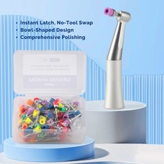100pcs Dental Nylon Bowl Polishing Polisher Prophy Brushes Latch Soft Flat