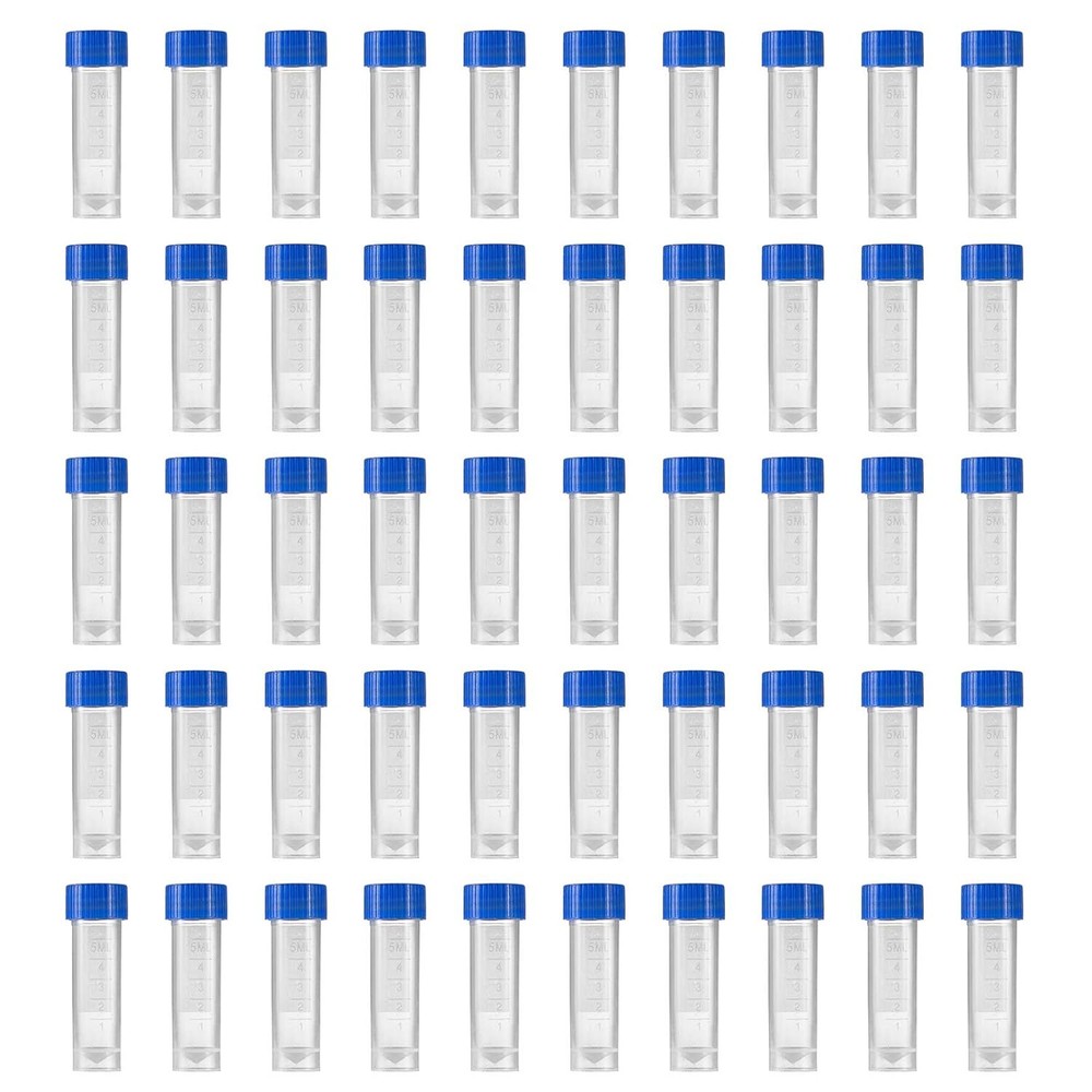 50 Pieces 5 Ml Plastic Graduated Vial Storage Container Test Tubes with Screw Ca