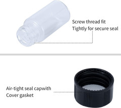 5Ml(1/6 Oz) Mini Clear Glass Vials with Plastic Screw Caps for Travel Jewelry Cr