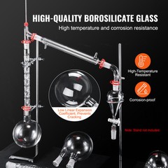 VEVOR Lab Glassware Distillation Kit 1000ml 3.3 Boro 32 pcs Glassware Equipment