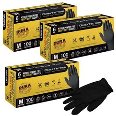 Dura-Gold Heavy Duty Black Nitrile Disposable Gloves, 6 Mil – Latex Free, Pow…