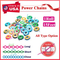 Dental Power Chains Braces Orthodontic Super Elastic Short Long Closed 15Feet