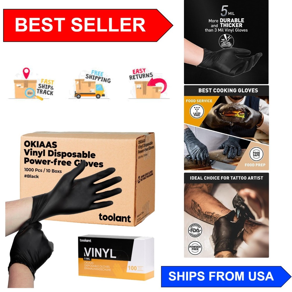 Comfortable 5 Mil Disposable Gloves in Black/Pink – Ideal for Cooking & Cleaning