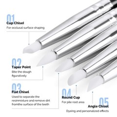 5PCS /Kit Dental Composite Resin brush Porcelain Teeth Silicone Pen Silicone