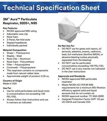 20x 3M Aura 9205+ N95 NIOSH Approved Particulate Respirator Face Mask (20 Pack)