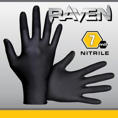 SAS Safety 66519 Raven Powder-Free Nitrile X-Large (Pack of 100), Black