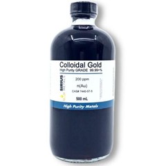 True Colloidal Gold – 200 ppm – 500 mL (16.9 Fl Oz) in Clear Plastic Bottle