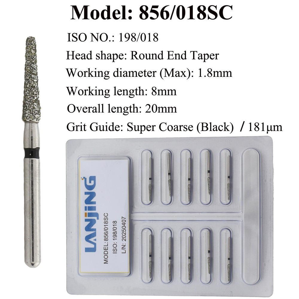 Dental Diamond Burs Round End Taper 856 850 FG Bur Super Coarse Fine High Speed