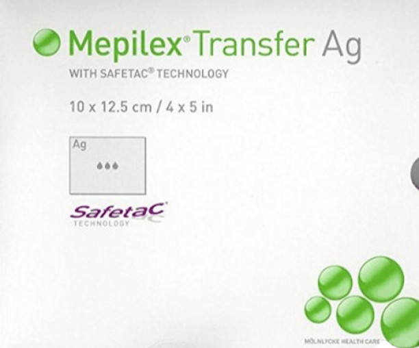 5/Box Mepilex Transfer Ag 4 x 5 Silicone Transfer Dressing, 394190, Exp 12/2027+