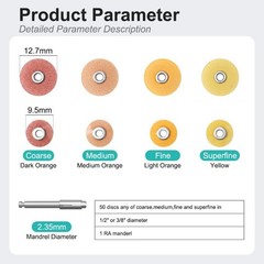 Sof-Lex Dental Polishing Discs for Composite / Ceramic 4-Grit, 50Pcs + Mandrel