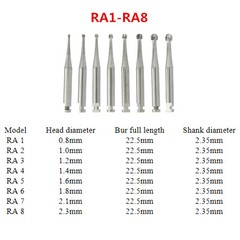 5Pcs Dental Carbide Bur Round f/ Slow Speed Latch Type RA#1-#8 Burs Contra Angle