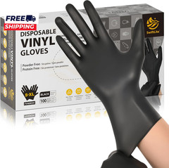 Black Vinyl Gloves Food Grade Gloves Disposable Latex Free & Powder Free Guantes