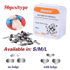 50 Pcs Dental Metal Matrices Matrix Band Sectional Contoured Refill S/M/L 35μm