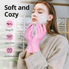 Pink Nitrile Gloves 3-mil Industrial Gloves Disposable Latex Free Cleaning
