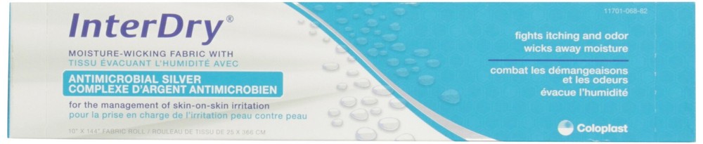 Coloplast InterDry Ag Textile Skin Care Dressing, Antimicrobial Silver Complex,