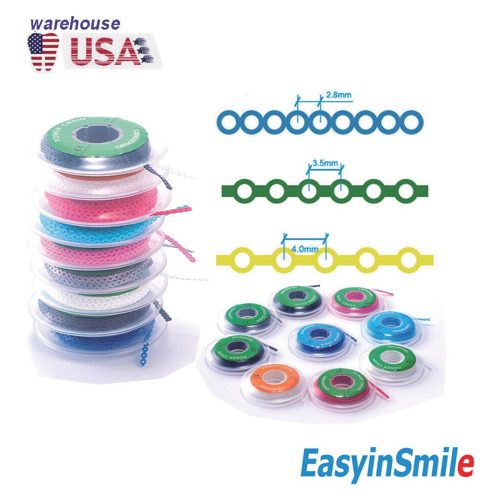 Dental Orthodontic Power Chains Braces Rubber Bands Elastic Short Long Closed