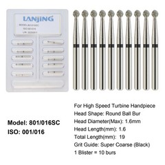 Dental Round Diamond Bur Round Ball FG Coarse Fine High Speed Friction Grip 801