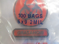 200 NEW 6″ x 9″ Biohazard Econo-Zip Specimen Transport Bags 2mil 3 Wall + Pouch