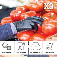 X3 Industrial Black Nitrile Gloves, Case of 1000, 3 Mil, Size XX-Large, Latex