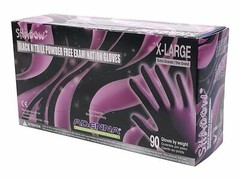 Adenna SHD938 Shadow Nitrile Powder Free Exam Gloves, X-Large, Black, 90 Count