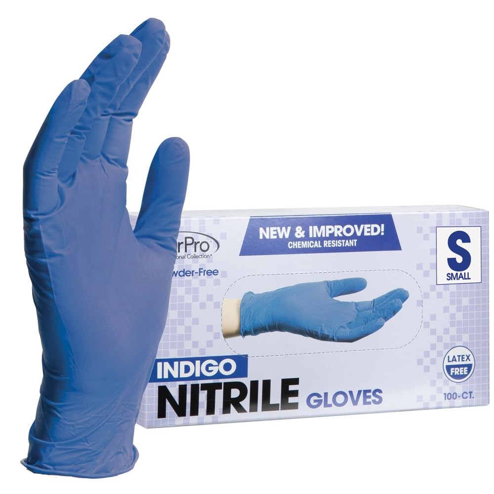 Large Pack of 100 Indigo Nitrile Gloves Disposable Food Safe Puncture Resistant
