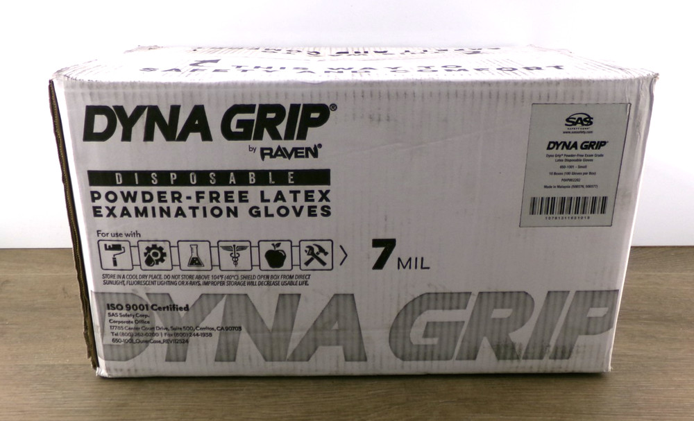 Dyna Grip Powder-Free Premium Latex Disposable Gloves (10 boxes / 100 Gloves) S7