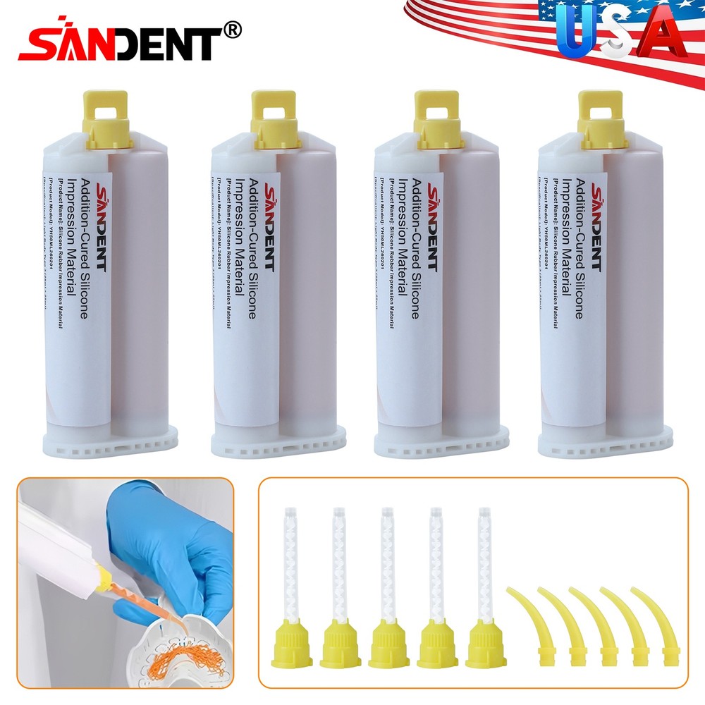 Dental Impression Material VPS Light Body Fast Set (4 Cartridge & 20 Tips) PVS