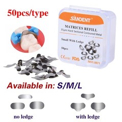 50 Pcs Dental Metal Matrices Matrix Band Sectional Contoured Refill S/M/L 35μm