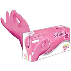 Alasta Shimmer Nitrile Exam Gloves, Powder-Free, X-Small, Pink, 100/Box
