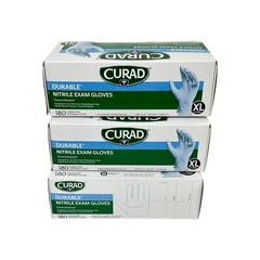 CURAD Durable Nitrile Exam Gloves, Extra Large, 540 Count (3 boxes x 180 ct)