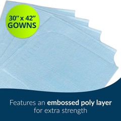 Blue Disposable Medical Gowns Open Back Waist Tie Short Sleeve Pack Of 50