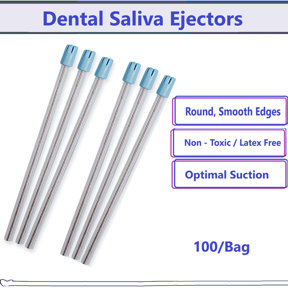 1000/Case Saliva Ejectors Ejector WHITE/BLUE Dental Suction Tips Disposable