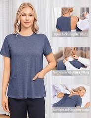 Deyeek Open Down Back Hospital Gowns for Women Post 3X-Large, Blue Purple