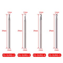 SANDENT Dental Surgical Round Carbide Bur FG SURG 2 3 4 5 Bur High Speed 25mm ns