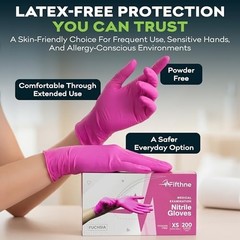 Fuchsia Hot Pink Nitrile Disposable Gloves – 3 Mil, Powder & Latex Free, Medical