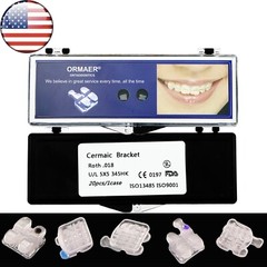 US 10 Pack Dental Ceramic Orthodontic Bracket Brace Roth 022 345 Hooks Mesh Base