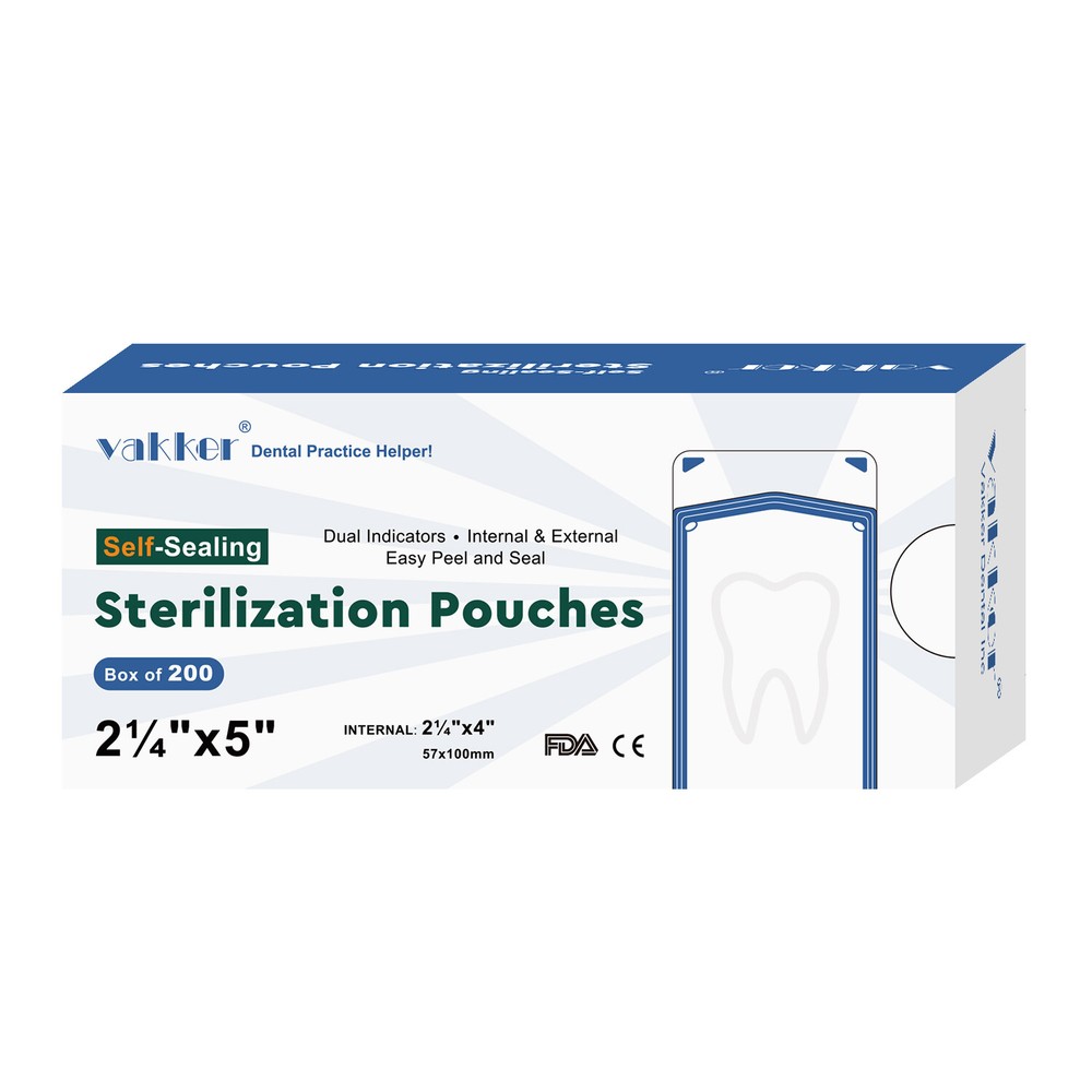 200pc 2.25″ x 5″ Self-Sealing Dental Sterilization Pouch Sterilizer Bag