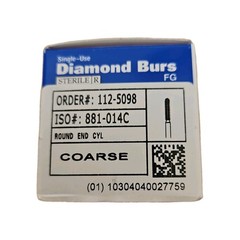 HS -Single-Use Coarse Diamond Burs FG Round End Cylinder 881-014C 25pk BRAND NEW
