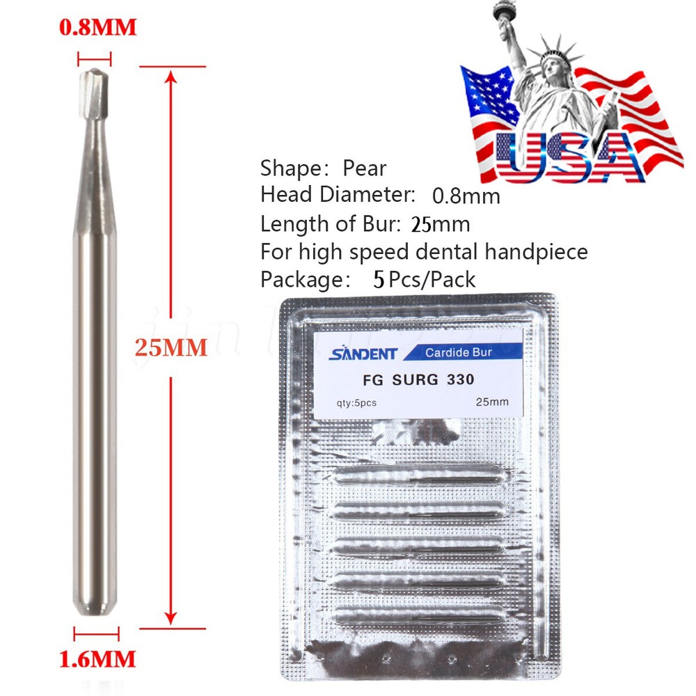 Dental Carbide Bur FG 330L Pear Long Head. Made in China 25mm Surgical