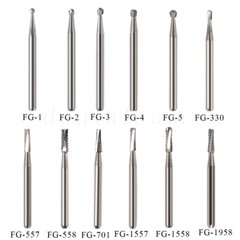 FG Round Dental Burs, 19mm (Pack of 10-100), Carbide for High Speed Handpiece